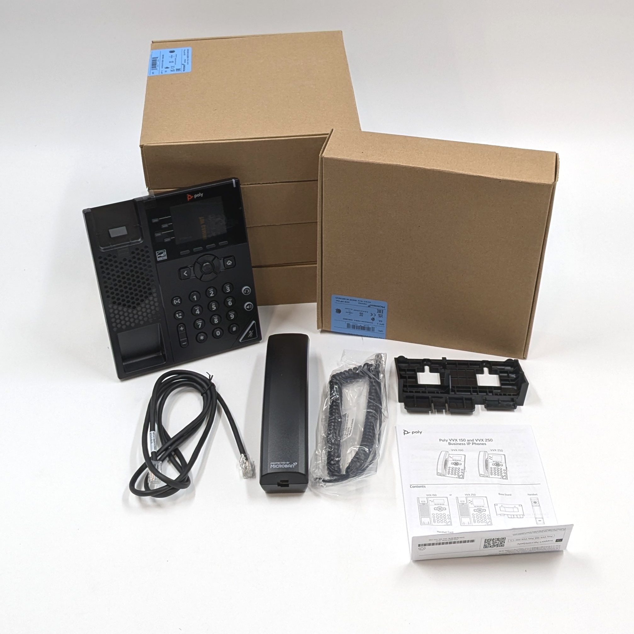 Polycom VVX 250 4-Line PoE IP Phone 2.8″ Color Display (89B62AA#AC3) Lot of 5